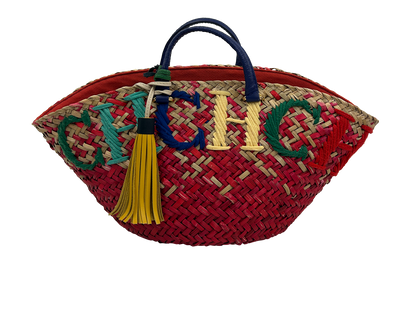 Capazo, 690&euro;, Bolso, Azul/Rojo, Planta - Mimbre, Vista frontal